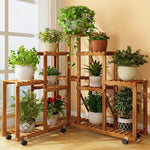 Large Flower Rack Solid Wood Multi-storey Post-modern Lvluo Corner Balcony Decoration Living Room Indoor Flower Pot Rack Corner 2 + 3 Combination Upgrade / With Buckle / With Wheels