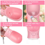 Dog Water Bottle Leak Proof Portable Water Dispenser for Puppy Small Medium Pets Food Grade Plastic Outdoor Walking, Hiking, Travel Bottle 12 OZ (350ML), Pink