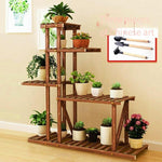 Solid Wood Flower Rack Outdoor Balcony Flower Pot Rack Indoor Floor Hanging Orchid Plant Rack Multi-layer Bonsai Rack Flower Table S Basic Model (with Diagonal Support)