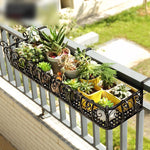 European Style Iron Simple White Railing Flower Rack Household Balcony Guardrail Hanging Green Pineapple Fleshy Flower Rack Wall Hanging Black Flower Pot Rack Hanging Storage Balcony Rack Outdoor Flower Rack 50 * 29 * 16cm