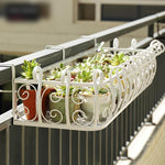 European Style Iron Simple White Railing Flower Rack Household Balcony Guardrail Hanging Green Pineapple Fleshy Flower Rack Wall Hanging Black Flower Pot Rack Hanging Storage Balcony Rack Outdoor Flower Rack 50 * 29 * 16cm