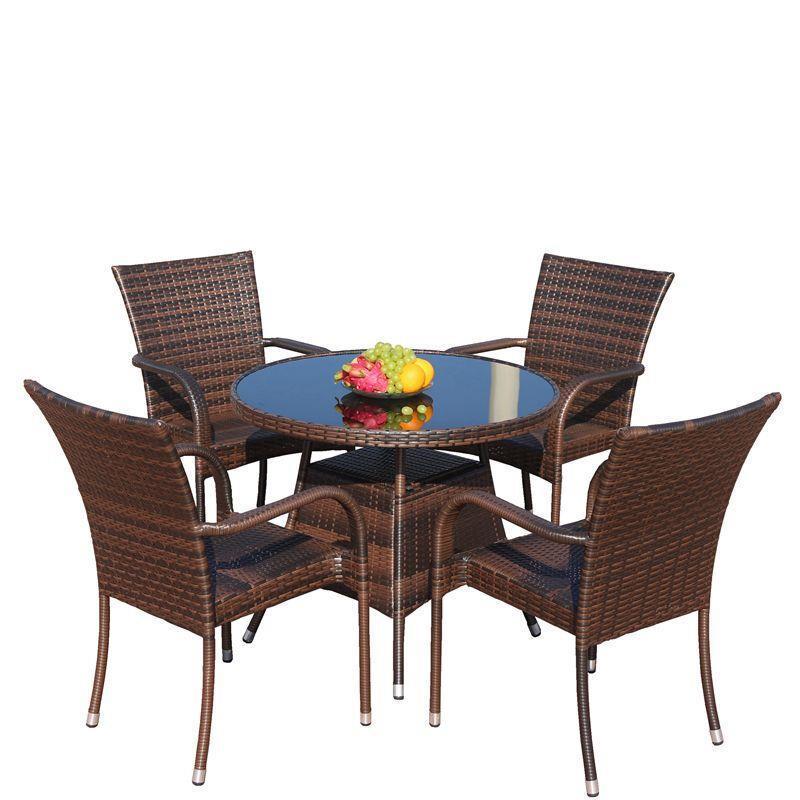 Three/Five Piece Outdoor Tables And Chairs Garden Garden Rattan Chair Sunshade Umbrella Combination Outdoor Balcony Furniture Imitation Rattan Rectangular Table Yard Leisure Chair Open Air With Umbrella Waterproof Sunscreen