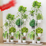 Flower Rack Pot Nordic Indoor Household Balcony Decoration Rack Iron Art Living Room Storage Layer Simple Multi-layer Hanging Rack Green Rose Rack White-5 Basin [height 82cm]