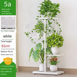 Flower Rack Pot Nordic Indoor Household Balcony Decoration Rack Iron Art Living Room Storage Layer Simple Multi-layer Hanging Rack Green Rose Rack White-5 Basin [height 82cm]