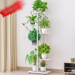 Flower Rack Multi-storey Indoor Household Balcony Decoration Storage Layer Rack Iron Art Living Room Nordic Simple Hanger Green Rose Rack White (7 Potted Flowers Can Be Put)