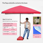 Outdoor Sunshade Large Size Ground Stall Large Courtyard Folding Beach Square Commercial Advertising Sunscreen Tent With Base Big Umbrella Stall With Red 2.5 * 2.5 Four Gear