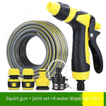 Spray Gun High Pressure Shower Car Wash Watering Pipe Watering Nozzle Vegetable Water Garden High Pressure Sprinkler Head Household Car Washing Machine Watering Tool 15 Meters 4 Points Set (WaterGun + Water Pipe + Joint)