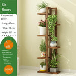 Flower Shelf Solid Wood Multi-layer Indoor Floor Basin Frame Multi Meat Green Pineapple Solid Wood Frame Carbonized Color Six Layers