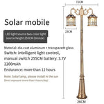 Courtyard Lamp Outdoor Solar Lamp LED Garden Villa Waterproof European Street Lamp Landscape Outdoor Retro High Pole Street Lamp 2.25m Bronze