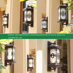 Solar Wall Lamp Outdoor Waterproof Antique Villa Terrace Aisle Lamp New Chinese Outdoor Garden Gate Courtyard Lamp 15w