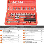 Multi-functional Socket Tool Set Ratchet Wrench Manual Wrench Automobile Socket Wrench Repair Tool Set Wrench Socket Toolbox 46 Pieces / Box