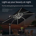 Outdoor Sunshade Umbrella Courtyard Garden Guard Platform Leisure Sun Umbrella Beach Solar Umbrella Square 3m Roman Umbrella 3.0m Circular Led Light Strip [equipped With 130kg Water Tank Base]