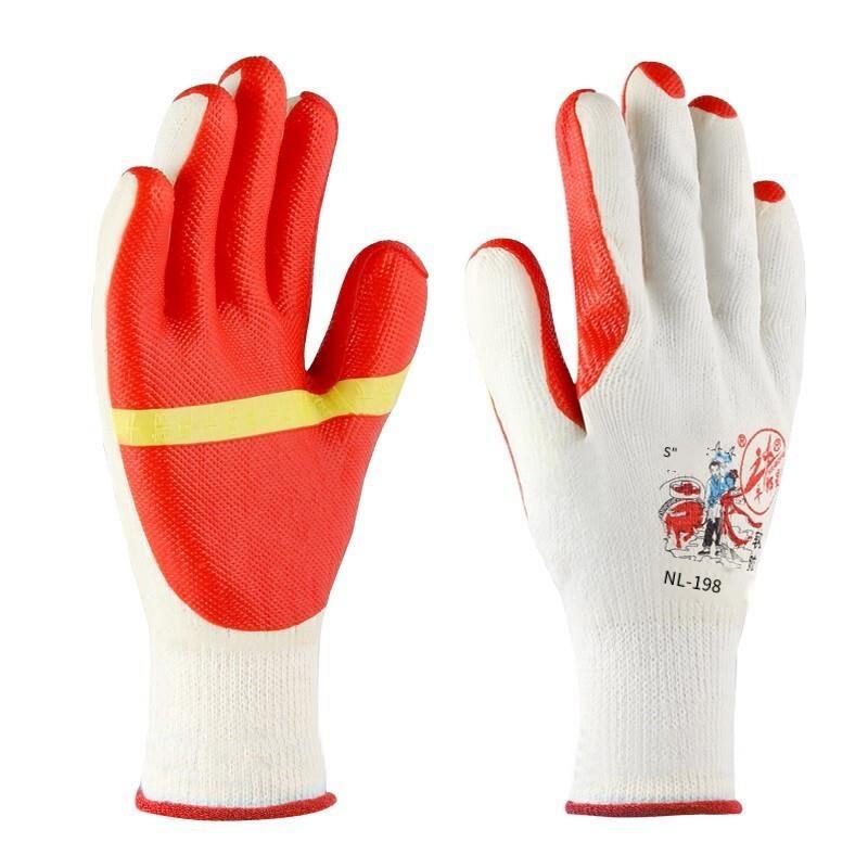 Labor Protection Gloves Film Gloves Rubber Antiskid Gloves Protective Gloves Outdoor Gloves For Men And Women Thread Gloves White 12 Pairs / Pack