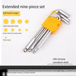 Hexagon Wrench Set Hexagon Box M-shaped Hexagon Screw Driver Hexagon Wrench Tool Extra Long Ball Head 9-piece Set