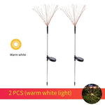 Solar Lamp Lawn Lamp Outdoor Courtyard Lamp Colorful Landscape Lamp Dandelion Villa Decorative Lamp Household Garden Fireworks Lamp 2 Sets