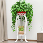 European Style Iron Decorative Flower Shelf Balcony Living Room Multi-layer Flower Pot Rack Green Rose Chlorophytum Fleshy Indoor Shelf White (two Floors 82cm High)