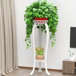 European Style Iron Decorative Flower Shelf Balcony Living Room Multi-layer Flower Pot Rack Green Rose Chlorophytum Fleshy Indoor Shelf White (two Floors 82cm High)