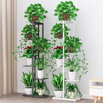 Flower Shelf Indoor Flower Pot Living Room Balcony Rack White Height: 80cm (4 Floors And 5 Pots)