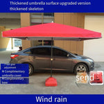 Outdoor Sunshade Umbrella Large Stall Sun Ground Beach Booth Square Commercial Folding Advertising Courtyard With Base Sunscreen Tent Blue 2.0 × 2.0 (Umbrella Thickened) Send Base