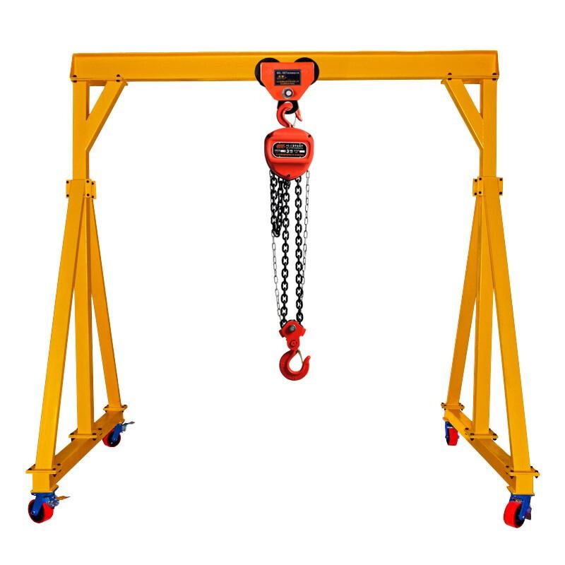 Mobile Gantry Crane Small Hand Push Removable Crane Gantry Crane Span 4m * Height 5m + Chain Block + Chain Car 3t / Set