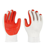 12 Pairs Of Free Size Gummed Red Safety Gloves Film Gloves Gummed Palm Coated Gloves Construction Protective Gloves