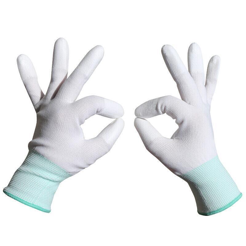 PU Coated Gloves 60 Pairs Labor Protection Nylon Gloves Comfortable Non-Skid Durable And Breathable M Size