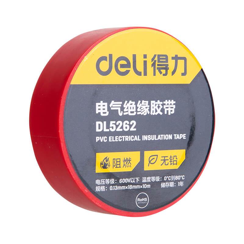 Deli 50 Rolls Red Electrical Insulation Tape 0.13mm*18mm*10m Tape DL5262