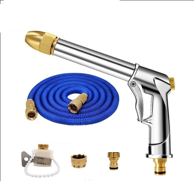 High Pressure Car Washing Water Gun Automobile Telescopic Pipe Flower Watering Artifact Household Nozzle Floor Washing Brushing Tool Pressurization And Pressurization Water Gun Set Balcony Garden Shower Faucet Spray Upgrade [30m After Water Injection]