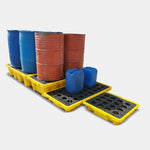 [Injection Molding Four Barrel Tray 1300 * 1300 * 300mm] Leakage Proof Tray Leakage Proof Platform Chemical Warehouse Oil Barrel Hazardous Waste Liquid Oil Tray Plastic Forklift Tray