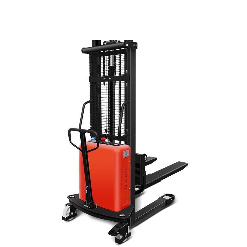 3000 Lbs Capacity Electric Forklift Semi Electric Hydraulic Pallet Stacker Charging Battery Elevator Hand Truck And Dolly 1.5 Tons Rise 3.5m Pallet Jack For Warehouse, Trailer