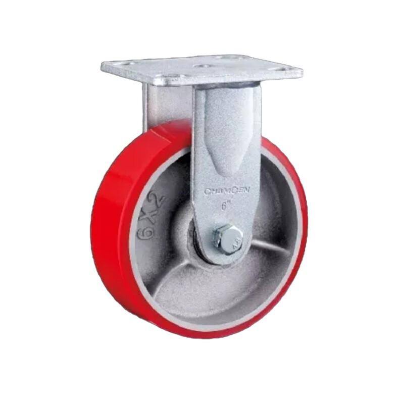 6 Inch Red Fixed Heavy Duty Casters 4pcs Pack Iron Core Polyurethane Caster Directional Wheel with Double Ball Bearings- 4pcs