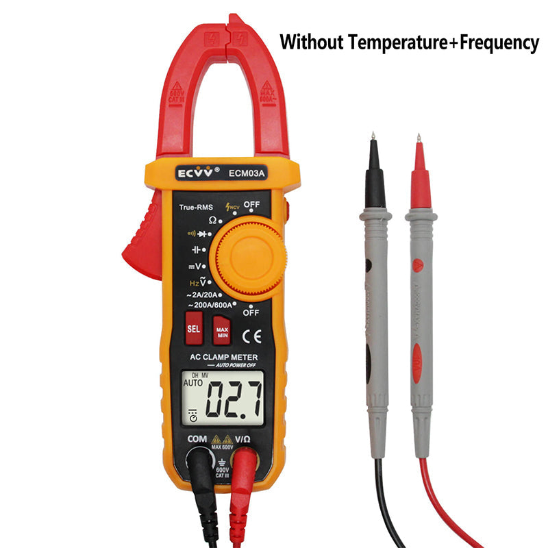 ECVV True RMS Digital Clamp Meter Multimeter Auto Range 600 AMP AC, AC/DC Voltage, Frequency, Capacitance, Resistance, NCV Test Megohmmeter, Data Hold